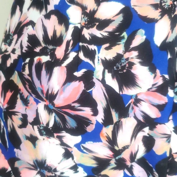 Sz2 J.Crew Blue Floral A-Line Knee Length Skirt - Picture 4 of 6